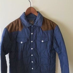 Mens Down lightweight jacket Sz L Blue/Grey